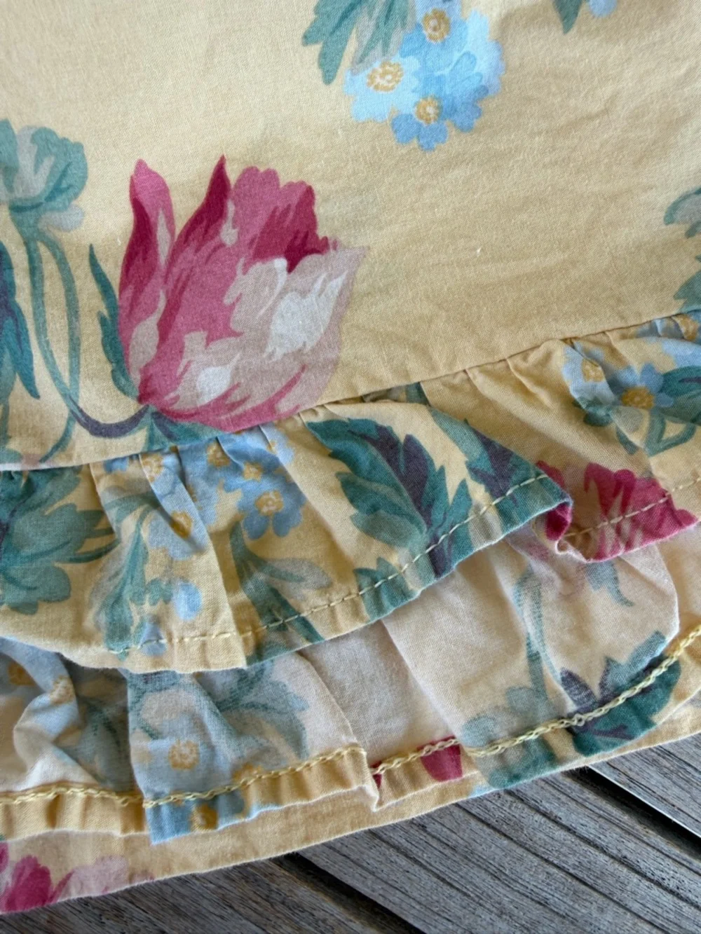 Vintage Ralph Lauren Parsonage Lane 4-Piece Twin Sheet Set Yellow Floral READ